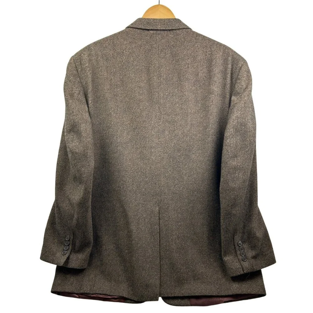 CHERESKIN Blazer Mens 44R Brwn Herringbone Camel Hair Blend Sport Coat Italy Vtg